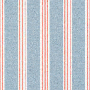 Thibaut Wallpaper Canvas Stripe Blue and Coral T13362