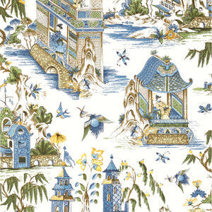 Thibaut Wallpaper Grand Palace Blue and Green T13613