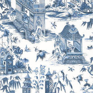 Thibaut Wallpaper Grand Palace Blue and White T13614
