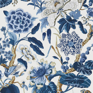 Thibaut Wallpaper Hill Garden Blue and White T13659