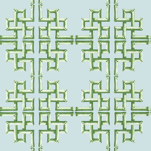 Thibaut Wallpaper Boca Bamboo Green and Blue T13903