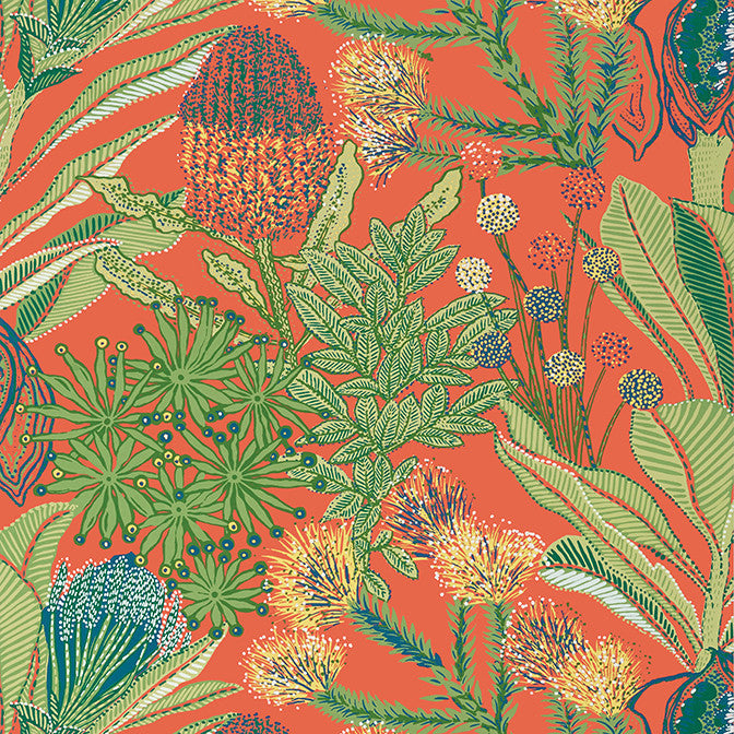 Protea Coral T13906 by Thibaut Wallpaper Thibaut Wallpaper Protea Coral T13906Wallpaper Palm Grove Wallpaper U.S.A. </p><p>Repeat: V: 25.25 27 - Fabric Carolina -