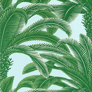 Thibaut Wallpaper Queen Palm Green and Blue T13908