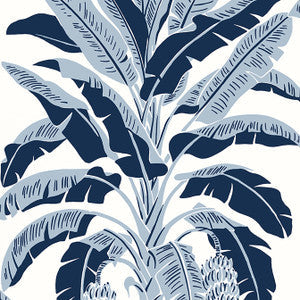 Thibaut Wallpaper Banana Tree Navy T13915
