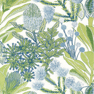 Thibaut Wallpaper Protea Green and Blue T13923