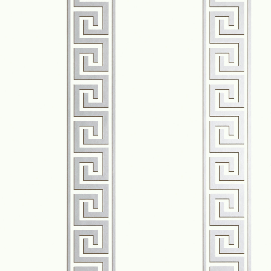 Thibaut Wallpaper ANDREAS STRIPE - Metallic Silver on White