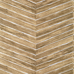 Thibaut Wallpaper Wood Herringbone Natural on Metallic Silver T14573