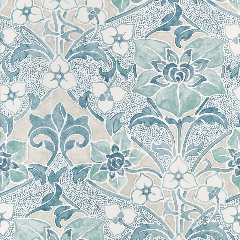 Thibaut Wallpaper T14604 WOODFORD - Spa Blue