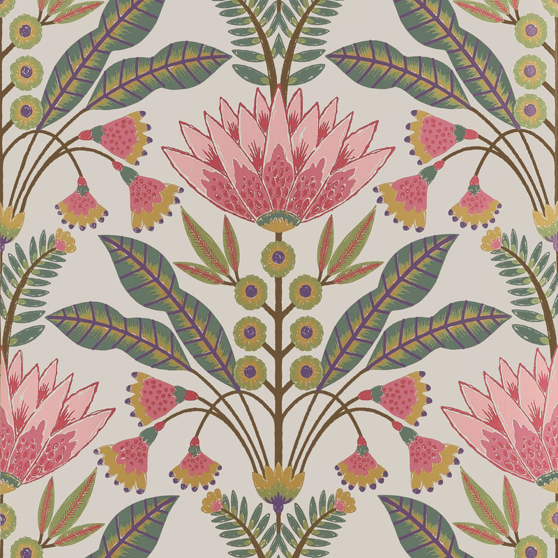 Thibaut Wallpaper T14606 LOTUS - Cranberry