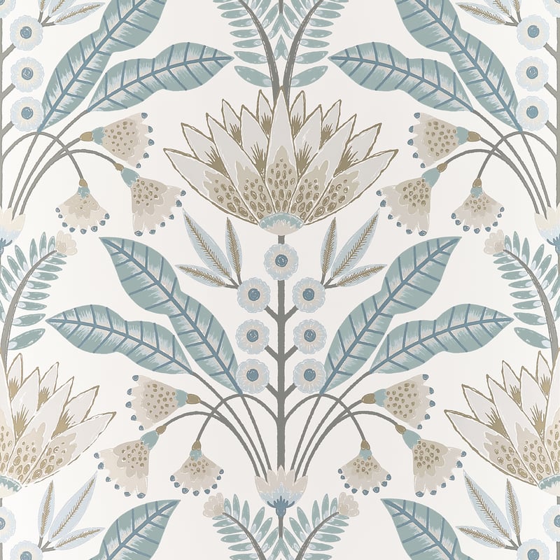 Thibaut Wallpaper T14611 LOTUS - Spa Blue