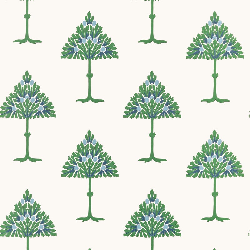 Thibaut Wallpaper T14615 MAY TREE - Blue and Green