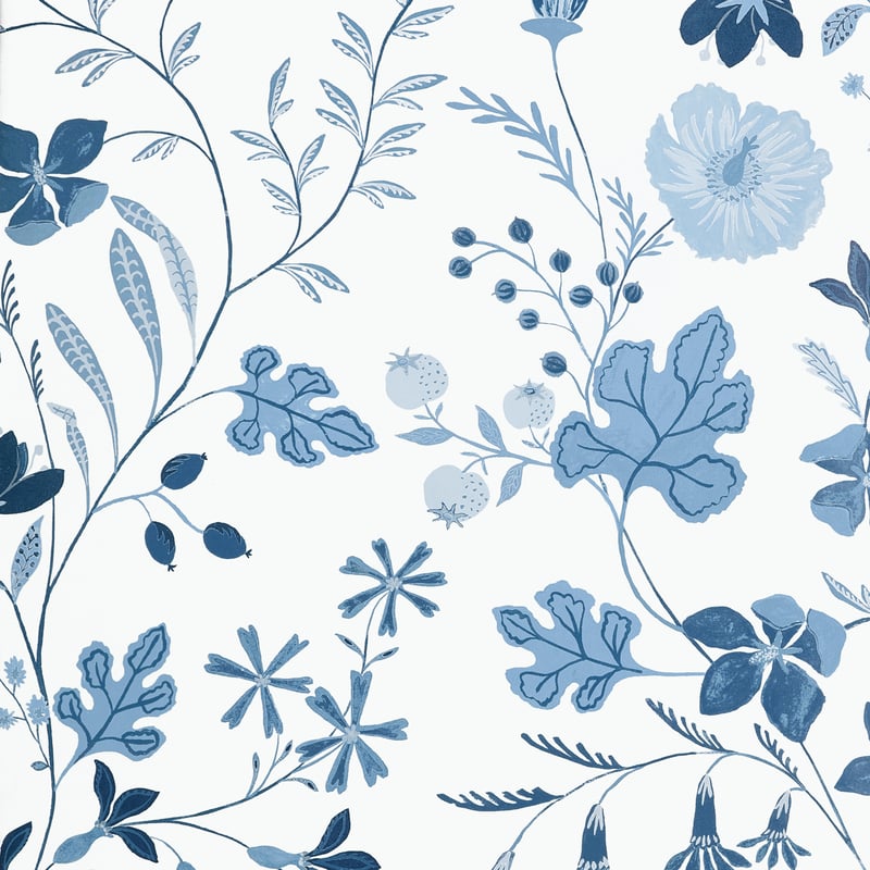 Thibaut Wallpaper T14626 BLOOM - Blue and White