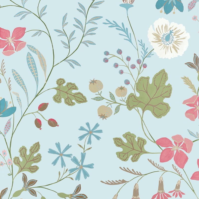 Thibaut Wallpaper T14627 BLOOM - Spa Blue