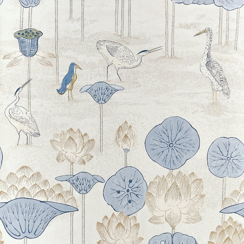 Thibaut Wallpaper T14636 MALEA - Blue and Beige