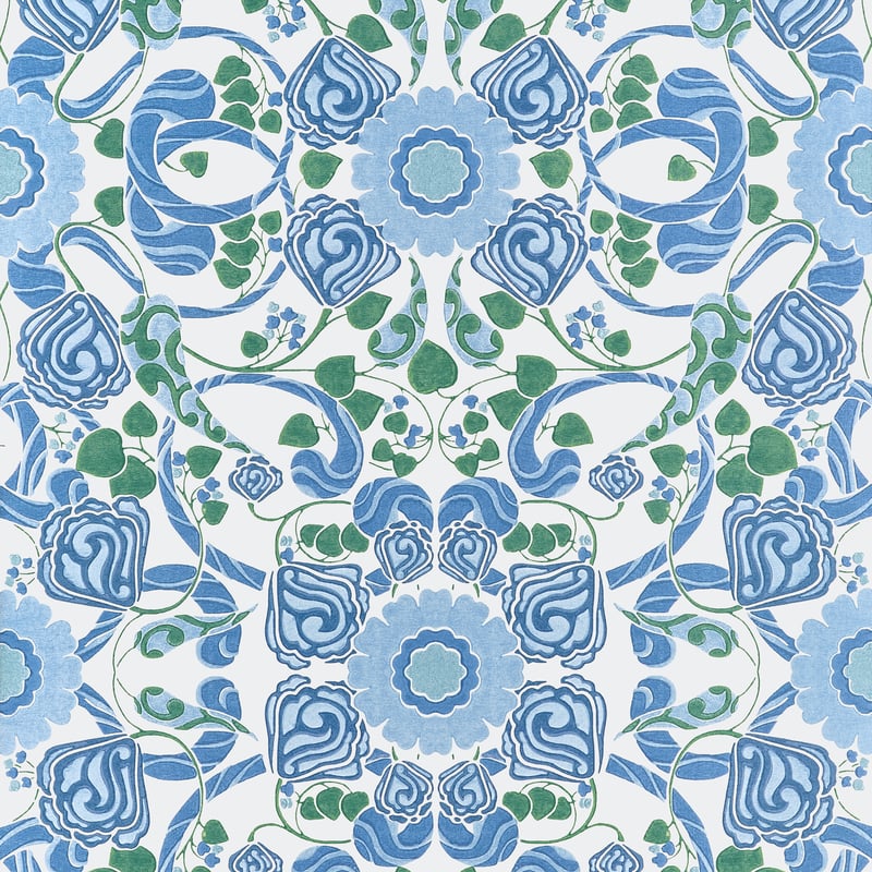 Thibaut Wallpaper T14644 MARGAUX - Blue and Green
