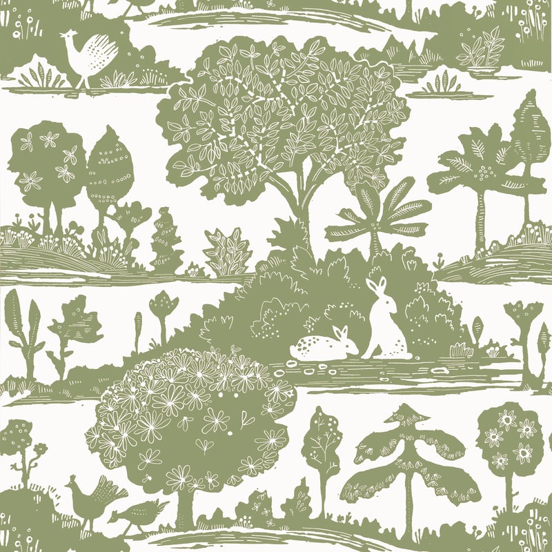 Thibaut Wallpaper T14651 LA FORÊT - Sage