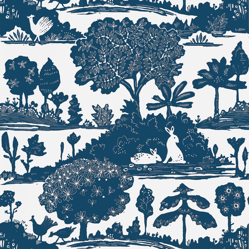 Thibaut Wallpaper T14652 LA FORÊT - Navy