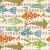 Thibaut Wallpaper BATIK FISH - Coral and Blue