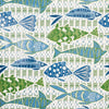 Thibaut Wallpaper BATIK FISH - Blue and Green