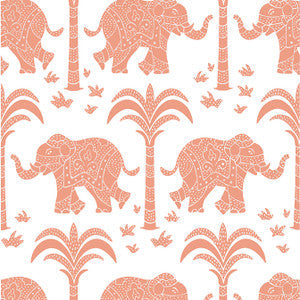 Thibaut Wallpaper Elephant Coral T16203