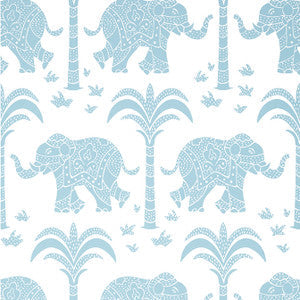 Thibaut Wallpaper Elephant French Blue T16204