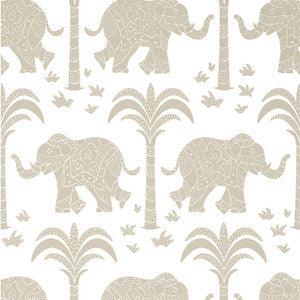 Thibaut Wallpaper Elephant Beige T16205