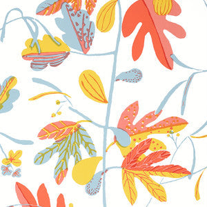 Thibaut Wallpaper Matisse Leaf Coral and Yellow T16206