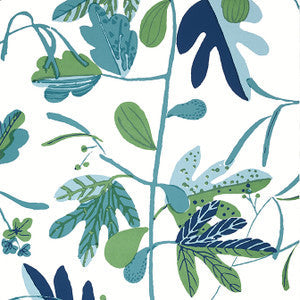 Thibaut Wallpaper Matisse Leaf Green and Blue T16209