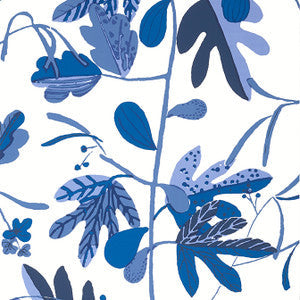 Thibaut Wallpaper Matisse Leaf Blue and White T16211