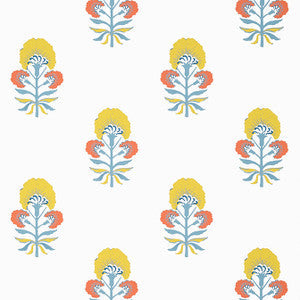Thibaut Wallpaper Tybee Bud Coral and Yellow T16212