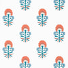 Thibaut Wallpaper Tybee Bud French Blue and Coral T16213