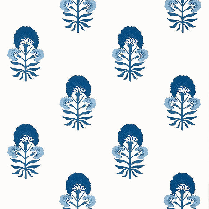 Tybee Bud Blue and White T16217 by Thibaut Wallpaper Thibaut Wallpaper Tybee Bud Blue and White T16217Wallpaper Kismet Wallpaper U.S.A. </p><p>Repeat: V: 12.75 27 - Fabric Carolina -