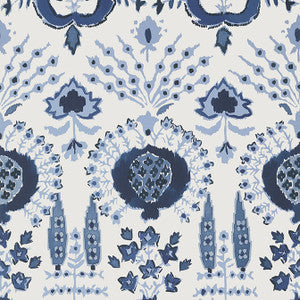 Thibaut Wallpaper Mendoza Suzani Blue and White T16239