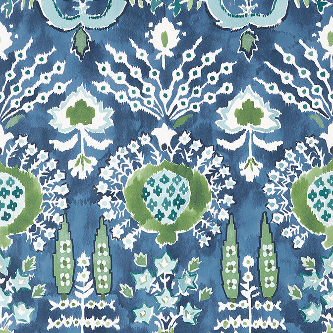 Mendoza Suzani Blue and Green on Navy T16241 by Thibaut Wallpaper Thibaut Wallpaper Mendoza Suzani Blue and Green on Navy T16241Wallpaper Kismet Non Woven Wallpaper U.S.A. </p><p>Repeat: V: 36 27 - Fabric Carolina -