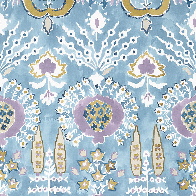 Mendoza Suzani French Blue and Lavender T16244 by Thibaut Wallpaper Thibaut Wallpaper Mendoza Suzani French Blue and Lavender T16244Wallpaper Kismet Non Woven Wallpaper U.S.A. </p><p>Repeat: V: 36 27 - Fabric Carolina -