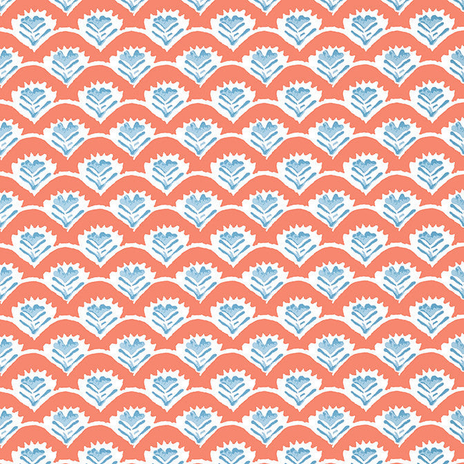 Emily Coral and Blue T16254 by Thibaut Wallpaper Thibaut Wallpaper Emily Coral and Blue T16254Wallpaper Kismet Wallpaper U.S.A. </p><p>Repeat: V: 4.25 27 - Fabric Carolina -