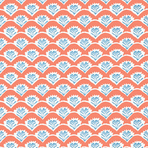 Thibaut Wallpaper Emily Coral and Blue T16254