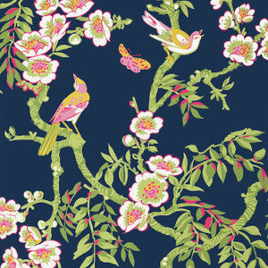 Thibaut Wallpaper Yukio Navy and Pink T20846
