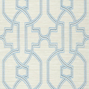 Thibaut Wallpaper Promenade Cream and Blue T277