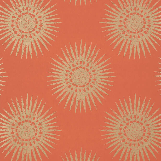 Bahia Metallic Gold on Coral T35146 by Thibaut Wallpaper Thibaut Wallpaper Bahia Metallic Gold on Coral T35146Wallpaper Graphic Resource Non Woven Wallpaper U.S.A. </p><p>Repeat: V: 36 27 - Fabric Carolina -