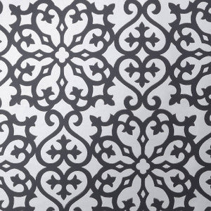 Thibaut Wallpaper Allison Black on Metallic Silver T35177