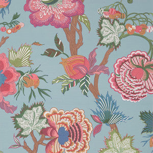 Thibaut Wallpaper Indienne Jacobean Raspberry and Teal T36415
