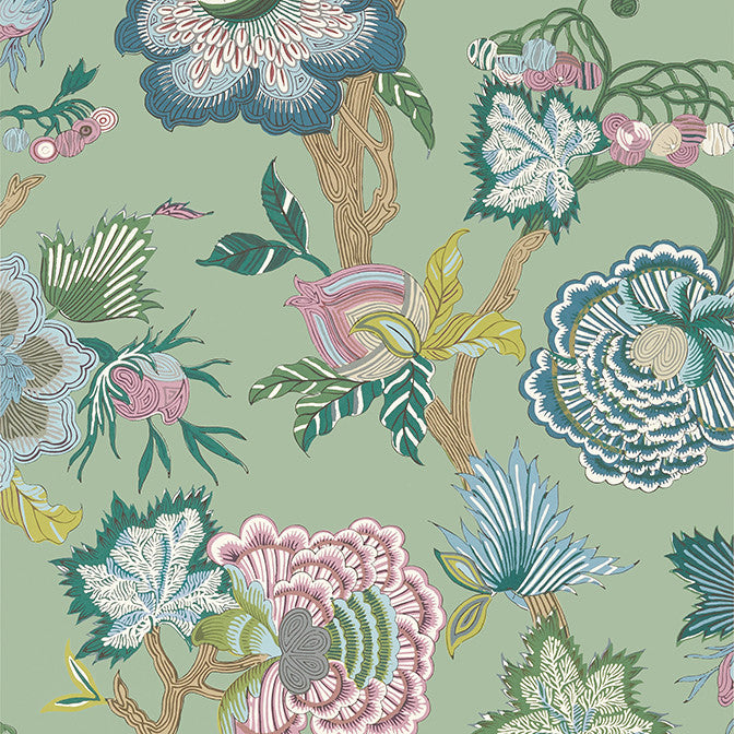 Indienne Jacobean Green T36416 by Thibaut Wallpaper Thibaut Wallpaper Indienne Jacobean Green T36416Wallpaper Indienne Non Woven Wallpaper UNITED STATES </p><p>Repeat: V: 48.5 27 - Fabric Carolina -