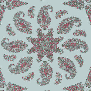 Thibaut Wallpaper East India Raspberry and Teal T36431