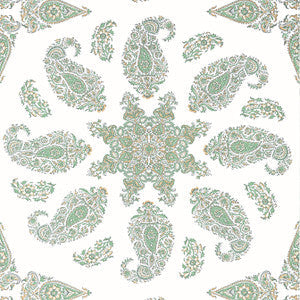 Thibaut Wallpaper East India Green and White T36442