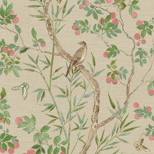 Thibaut Wallpaper Claire Coral and Green T42009