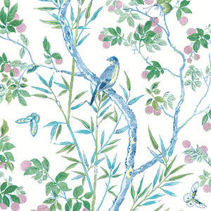 Thibaut Wallpaper Claire Blue and Green T42014
