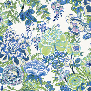 Thibaut Wallpaper Peony Garden Blue and Green T42021