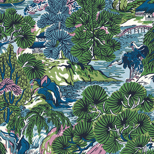 Thibaut Wallpaper Pagoda Trees Lavender and Blue T42024
