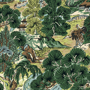 Thibaut Wallpaper Pagoda Trees Brown and Green T42025